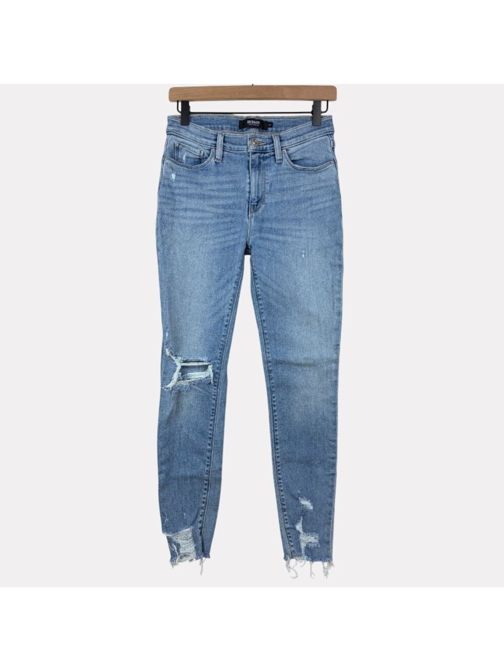 Hudson Nico Super Skinny Distressed Jeans Womens 27 Light Wash Blue Raw Hem